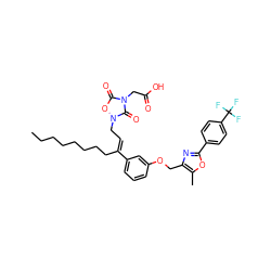 CCCCCCCC/C(=C\Cn1oc(=O)n(CC(=O)O)c1=O)c1cccc(OCc2nc(-c3ccc(C(F)(F)F)cc3)oc2C)c1 ZINC000034717639