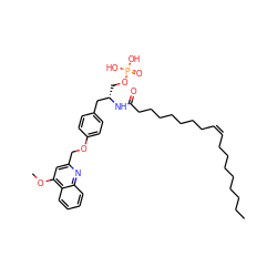 CCCCCCCC/C=C\CCCCCCCC(=O)N[C@@H](COP(=O)(O)O)Cc1ccc(OCc2cc(OC)c3ccccc3n2)cc1 ZINC000049765498