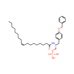 CCCCCCCC/C=C\CCCCCCCC(=O)N[C@@H](COP(=O)(O)O)Cc1ccc(OCc2ccccc2)cc1 ZINC000036178889