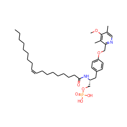 CCCCCCCC/C=C\CCCCCCCC(=O)N[C@@H](COP(=O)(O)O)Cc1ccc(OCc2ncc(C)c(OC)c2C)cc1 ZINC000049769888