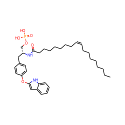 CCCCCCCC/C=C\CCCCCCCC(=O)N[C@@H](COP(=O)(O)O)Cc1ccc(Oc2cc3ccccc3[nH]2)cc1 ZINC000036178924