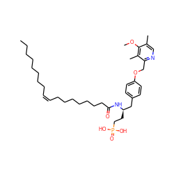 CCCCCCCC/C=C\CCCCCCCC(=O)N[C@H](CCP(=O)(O)O)Cc1ccc(OCc2ncc(C)c(OC)c2C)cc1 ZINC000049771997