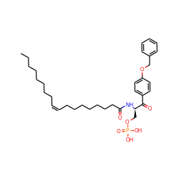 CCCCCCCC/C=C\CCCCCCCC(=O)N[C@H](COP(=O)(O)O)C(=O)c1ccc(OCc2ccccc2)cc1 ZINC000014166987