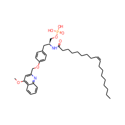 CCCCCCCC/C=C\CCCCCCCC(=O)N[C@H](COP(=O)(O)O)Cc1ccc(OCc2cc(OC)c3ccccc3n2)cc1 ZINC000049933045