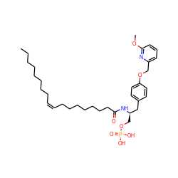 CCCCCCCC/C=C\CCCCCCCC(=O)N[C@H](COP(=O)(O)O)Cc1ccc(OCc2cccc(OC)n2)cc1 ZINC000036179013