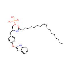 CCCCCCCC/C=C\CCCCCCCC(=O)N[C@H](COP(=O)(O)O)Cc1ccc(Oc2cc3ccccc3[nH]2)cc1 ZINC000036178921