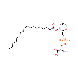 CCCCCCCC/C=C\CCCCCCCC(=O)O[C@@H]1C=CCO[C@@H]1CO[P@](=O)(O)OC[C@H](N)C(=O)O ZINC000653862868