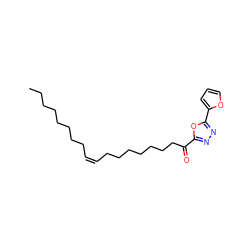 CCCCCCCC/C=C\CCCCCCCC(=O)c1nnc(-c2ccco2)o1 ZINC000044403939