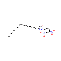 CCCCCCCC/C=C\CCCCCCCC1=NN(c2ccc([N+](=O)[O-])cc2[N+](=O)[O-])C(=O)C1 ZINC000034803572