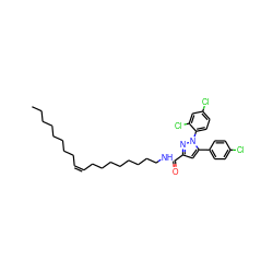 CCCCCCCC/C=C\CCCCCCCCNC(=O)c1cc(-c2ccc(Cl)cc2)n(-c2ccc(Cl)cc2Cl)n1 ZINC000042852631