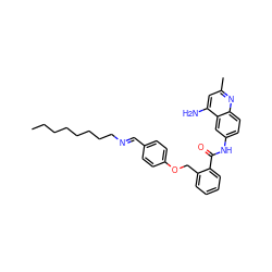 CCCCCCCC/N=C/c1ccc(OCc2ccccc2C(=O)Nc2ccc3nc(C)cc(N)c3c2)cc1 ZINC000071297216