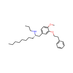 CCCCCCCC[C@@H](Cc1ccc(OC)c(OCCc2ccccc2)c1)NCCC ZINC000036126879