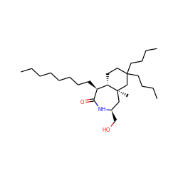 CCCCCCCC[C@@H]1C(=O)N[C@H](CO)C[C@]2(C)CC(CCCC)(CCCC)CC[C@@H]12 ZINC000034800371