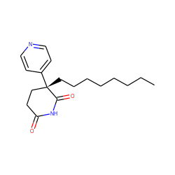 CCCCCCCC[C@]1(c2ccncc2)CCC(=O)NC1=O ZINC000014087951