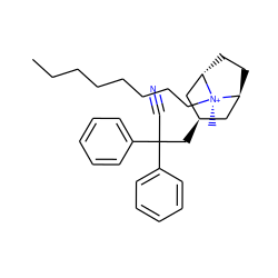 CCCCCCCC[N@+]1(C)[C@H]2CC[C@H]1C[C@H](CC(C#N)(c1ccccc1)c1ccccc1)C2 ZINC000261134096