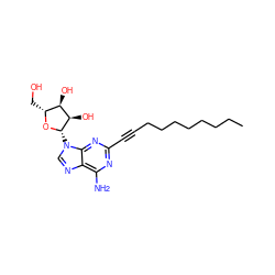 CCCCCCCCC#Cc1nc(N)c2ncn([C@@H]3O[C@H](CO)[C@@H](O)[C@H]3O)c2n1 ZINC000012405271