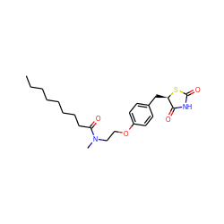 CCCCCCCCC(=O)N(C)CCOc1ccc(C[C@H]2SC(=O)NC2=O)cc1 ZINC000034717650