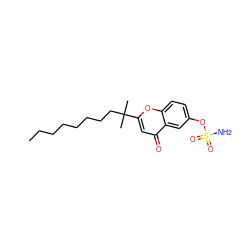 CCCCCCCCC(C)(C)c1cc(=O)c2cc(OS(N)(=O)=O)ccc2o1 ZINC000036338394