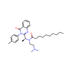 CCCCCCCCCC(=O)N(CCN(C)C)[C@@H](C)c1nc2ccccc2c(=O)n1-c1ccc(C)cc1 ZINC000036184715