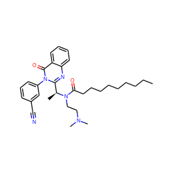 CCCCCCCCCC(=O)N(CCN(C)C)[C@@H](C)c1nc2ccccc2c(=O)n1-c1cccc(C#N)c1 ZINC000036184721