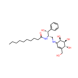 CCCCCCCCCC(=O)N[C@@H](CN[C@@H]1C=C(CO)[C@@H](O)[C@H](O)[C@@H]1O)[C@H](O)c1ccccc1 ZINC000036159181