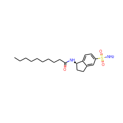 CCCCCCCCCC(=O)N[C@@H]1CCc2cc(S(N)(=O)=O)ccc21 ZINC000044359163