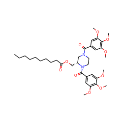 CCCCCCCCCC(=O)OC[C@@H]1CN(C(=O)c2cc(OC)c(OC)c(OC)c2)CCN1C(=O)c1cc(OC)c(OC)c(OC)c1 ZINC000049592688