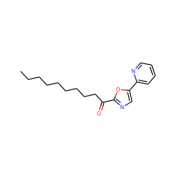 CCCCCCCCCC(=O)c1ncc(-c2ccccn2)o1 ZINC000034803562