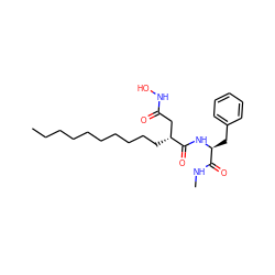 CCCCCCCCCC[C@H](CC(=O)NO)C(=O)N[C@@H](Cc1ccccc1)C(=O)NC ZINC000034801749