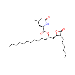 CCCCCCCCCCC[C@@H](C[C@H]1OC(=O)[C@@H]1CCCCCC)OC(=O)[C@@H](CC(C)C)NC=O ZINC000017653605