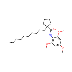 CCCCCCCCCCC1(C(=O)Nc2c(OC)cc(OC)cc2OC)CCCC1 ZINC000014087796