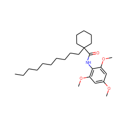 CCCCCCCCCCC1(C(=O)Nc2c(OC)cc(OC)cc2OC)CCCCC1 ZINC000036349486