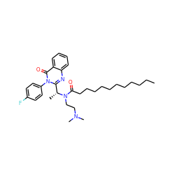 CCCCCCCCCCCC(=O)N(CCN(C)C)[C@H](C)c1nc2ccccc2c(=O)n1-c1ccc(F)cc1 ZINC000036184723