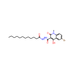 CCCCCCCCCCCC(=O)NNC(=O)c1c(O)c2cc(Br)ccc2n(C)c1=O ZINC000205283619