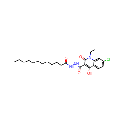 CCCCCCCCCCCC(=O)NNC(=O)c1c(O)c2ccc(Cl)cc2n(CC)c1=O ZINC000221584226