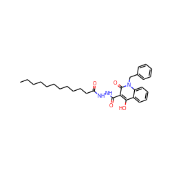 CCCCCCCCCCCC(=O)NNC(=O)c1c(O)c2ccccc2n(Cc2ccccc2)c1=O ZINC000205281700