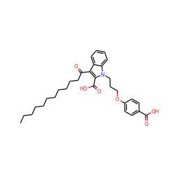 CCCCCCCCCCCC(=O)c1c(C(=O)O)n(CCCOc2ccc(C(=O)O)cc2)c2ccccc12 ZINC000037858516