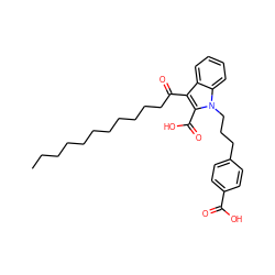 CCCCCCCCCCCC(=O)c1c(C(=O)O)n(CCCc2ccc(C(=O)O)cc2)c2ccccc12 ZINC000037858517