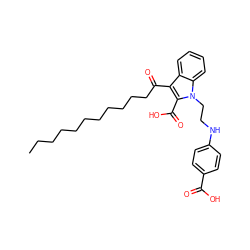 CCCCCCCCCCCC(=O)c1c(C(=O)O)n(CCNc2ccc(C(=O)O)cc2)c2ccccc12 ZINC000037858528