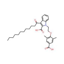 CCCCCCCCCCCC(=O)c1c(C(=O)O)n(CCOc2c(C)cc(C(=O)O)cc2C)c2ccccc12 ZINC000037858514