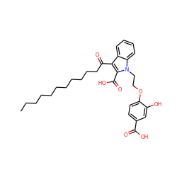 CCCCCCCCCCCC(=O)c1c(C(=O)O)n(CCOc2ccc(C(=O)O)cc2O)c2ccccc12 ZINC000037858522