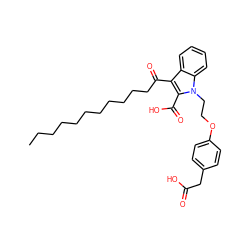 CCCCCCCCCCCC(=O)c1c(C(=O)O)n(CCOc2ccc(CC(=O)O)cc2)c2ccccc12 ZINC000014114233