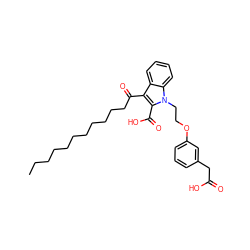 CCCCCCCCCCCC(=O)c1c(C(=O)O)n(CCOc2cccc(CC(=O)O)c2)c2ccccc12 ZINC000038158690