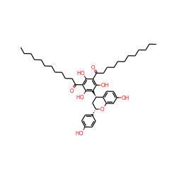 CCCCCCCCCCCC(=O)c1c(O)c(C(=O)CCCCCCCCCCC)c(O)c([C@@H]2C[C@@H](c3ccc(O)cc3)Oc3cc(O)ccc32)c1O ZINC000049823271