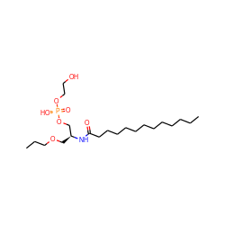 CCCCCCCCCCCCC(=O)N[C@@H](COCCC)CO[P@@](=O)(O)OCCO ZINC000036144475