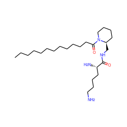 CCCCCCCCCCCCC(=O)N1CCCC[C@H]1CNC(=O)[C@@H](N)CCCCN ZINC000008036046