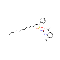 CCCCCCCCCCCCC[C@@H](c1ccccc1)S(=O)(=O)NC(=O)Nc1c(C(C)C)cccc1C(C)C ZINC000014263817