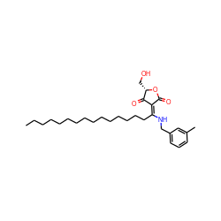 CCCCCCCCCCCCCCC/C(NCc1cccc(C)c1)=C1/C(=O)O[C@@H](CO)C1=O ZINC000101515443