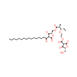 CCCCCCCCCCCCCCCC(=O)C1C(=O)O[C@H](COC(=O)[C@@H](C)[C@H](CC)OCCOC(=O)C2C(=O)O[C@H](CO)C2=O)C1=O ZINC000150577098