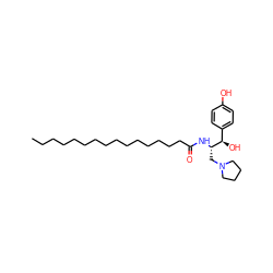 CCCCCCCCCCCCCCCC(=O)N[C@@H](CN1CCCC1)[C@H](O)c1ccc(O)cc1 ZINC000043706375